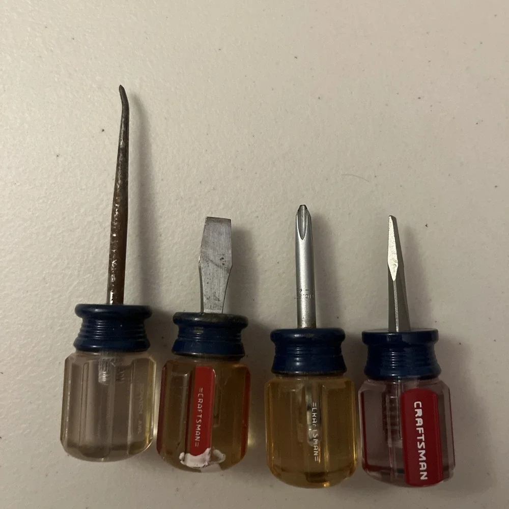Vtg Set of 4 Craftsman Flathead Screwdriver Blue & Red Translucent Made USA‎